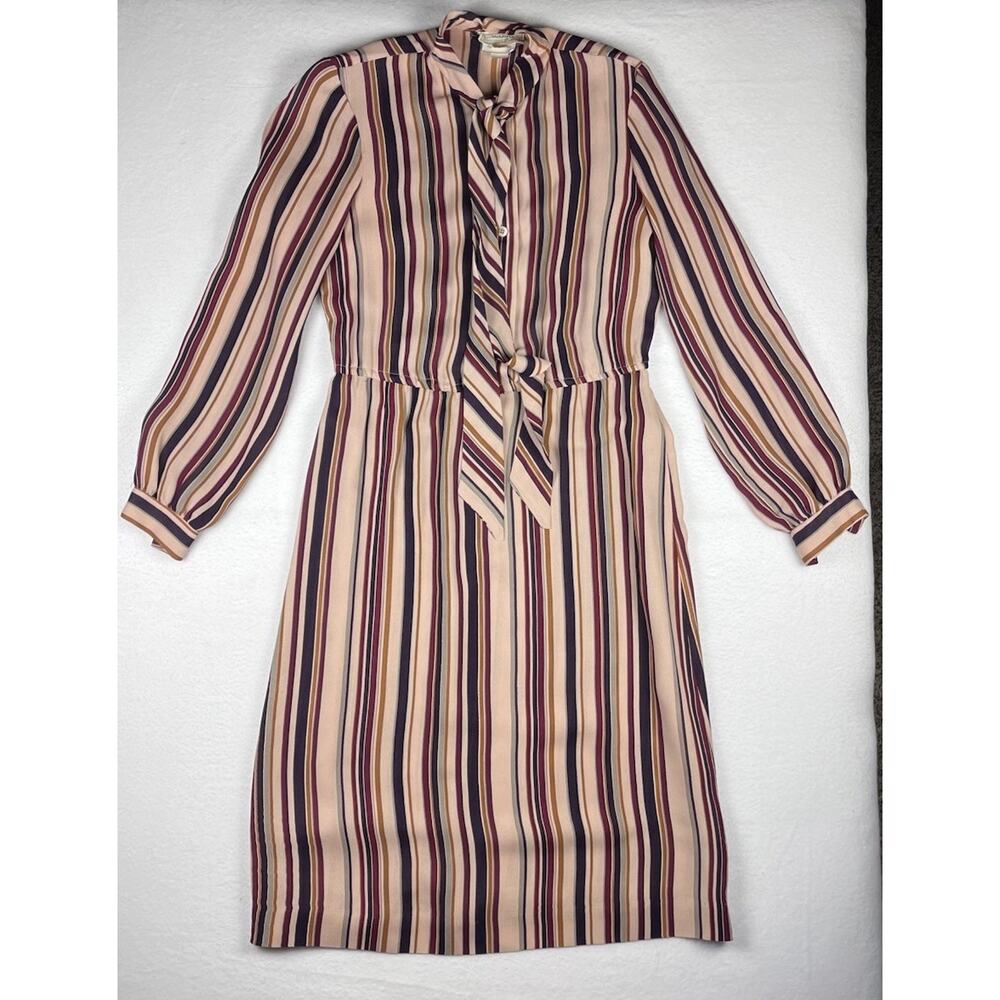 Warren Petites Tie-Neck Striped Shirt Dress Size 4P